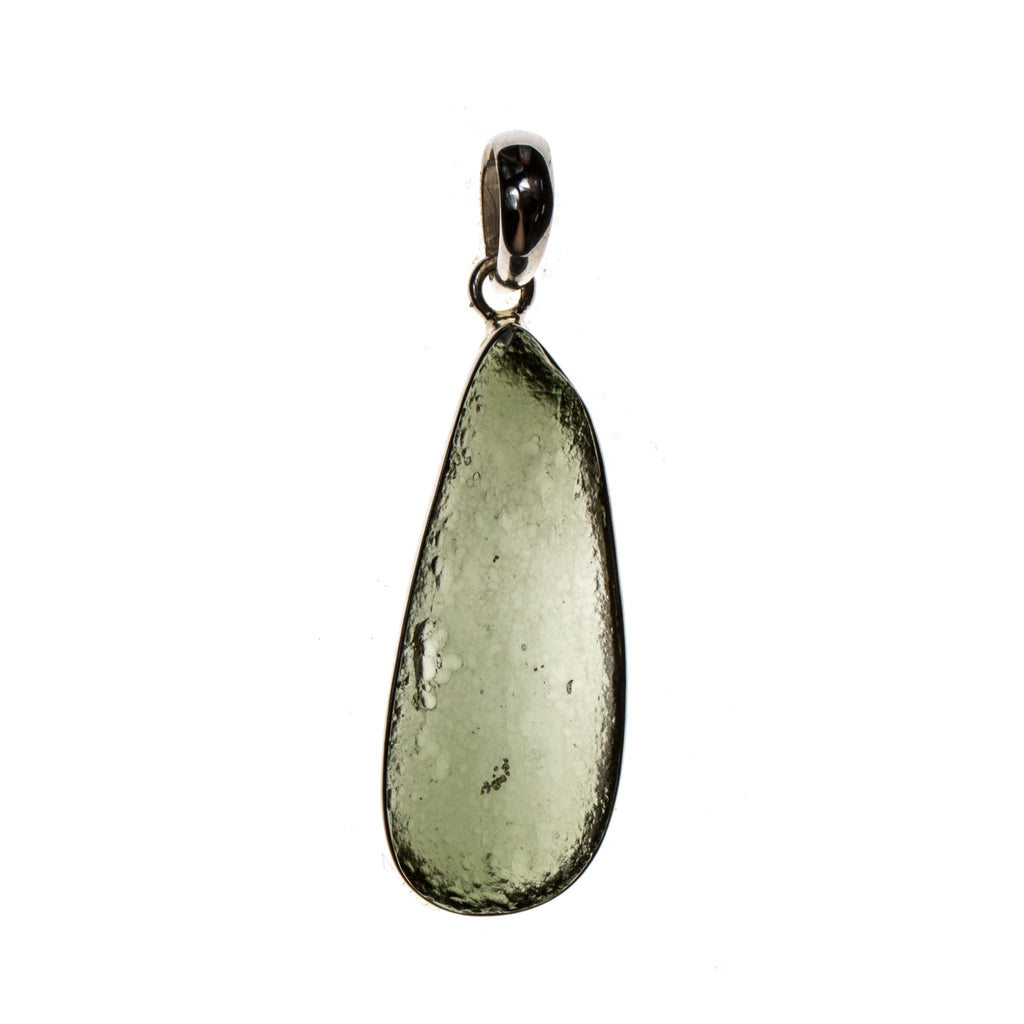 Sterling Silver Moldavite Nugget Bezel Pendant
