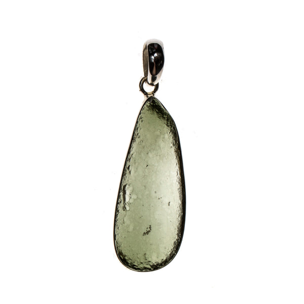 Sterling Silver Moldavite Nugget Bezel Pendant