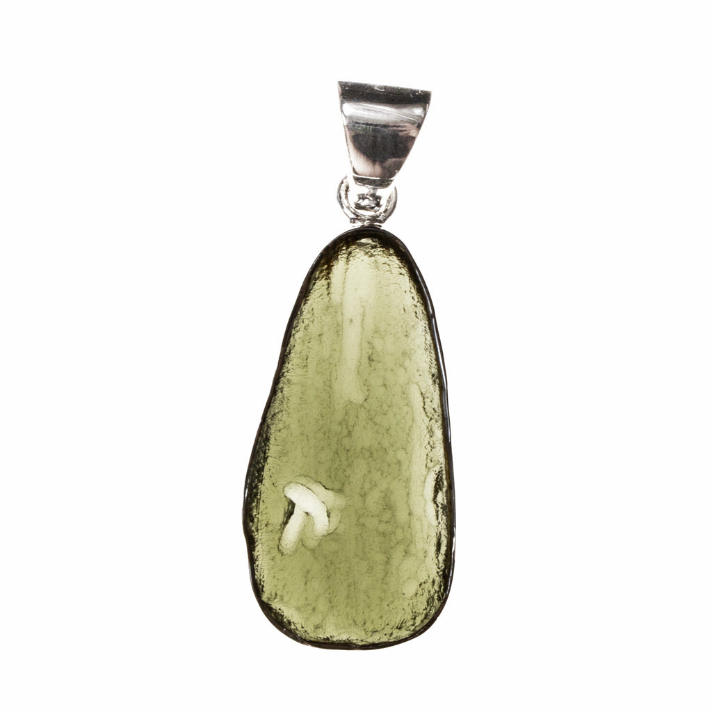 Sterling Silver Raw Moldavite Bezel Pendant
