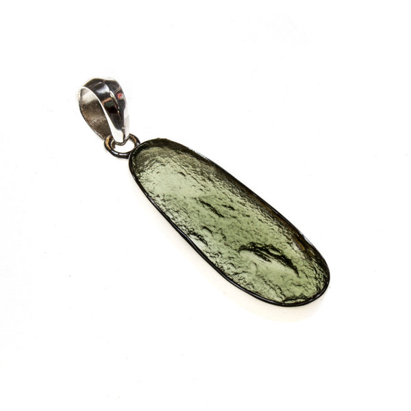 Sterling Silver Raw Moldavite Bezel Pendant
