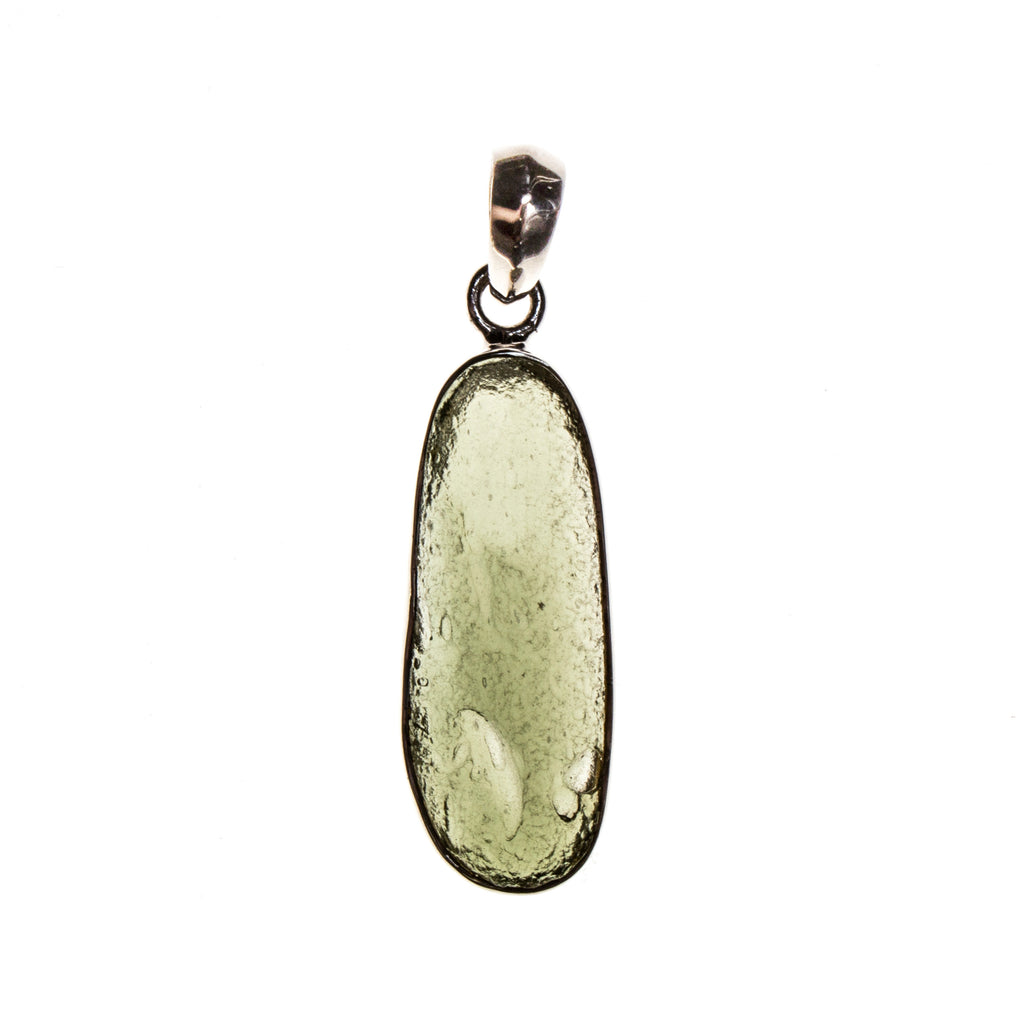 Sterling Silver Raw Moldavite Bezel Pendant