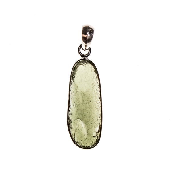 Sterling Silver Raw Moldavite Bezel Pendant