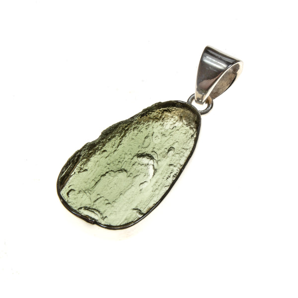 Sterling Silver Moldavite Nugget Bezel Pendant