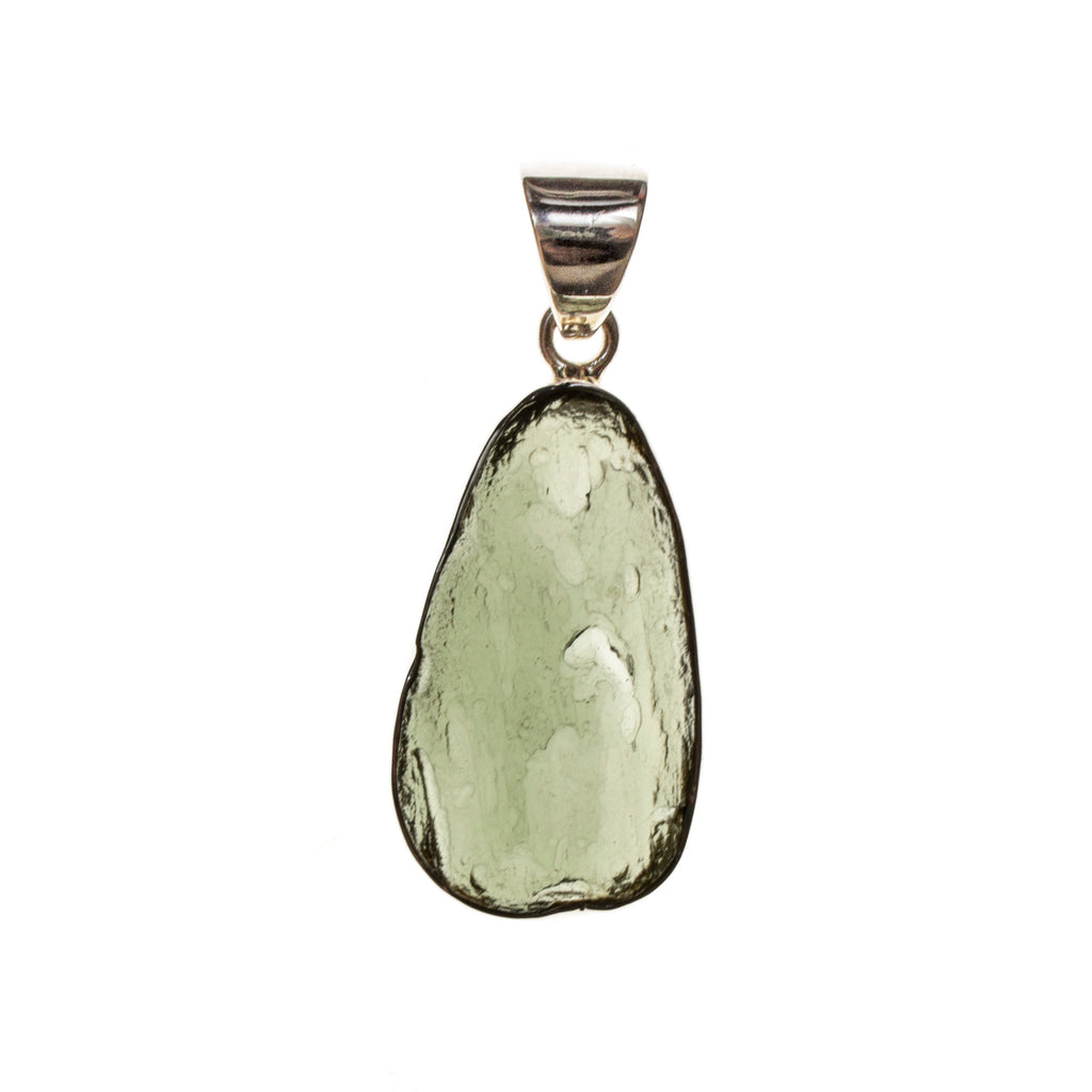 Sterling Silver Moldavite Nugget Bezel Pendant