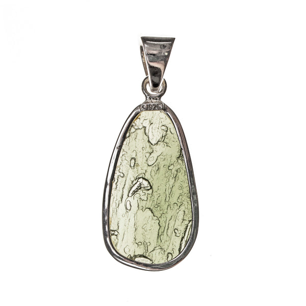 Sterling Silver Moldavite Nugget Bezel Pendant