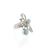 SS Larimar, Blue Topaz & Moonstone Swirl Ring