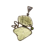 Sterling Silver Moldavite Nuggets with Topaz Crystals Pendant