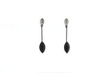 Black and White Leaves Drop Earrings