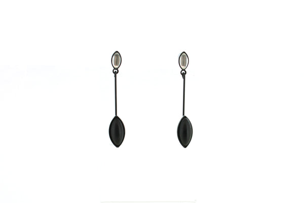 Black and White Leaves Drop Earrings