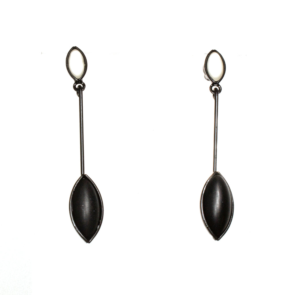 2 Leaves Glass Post Earrings