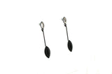 Black and White Leaves Drop Earrings