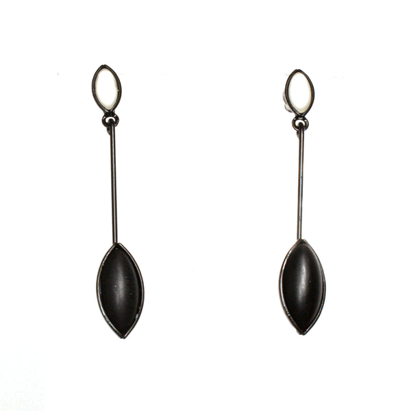 2 Leaves Glass Post Earrings