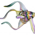 Art Glass Angelfish Purple, Green and Gold
