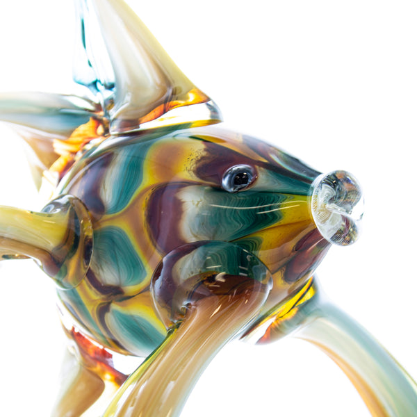 Art Glass Angelfish Cherry Green Gold