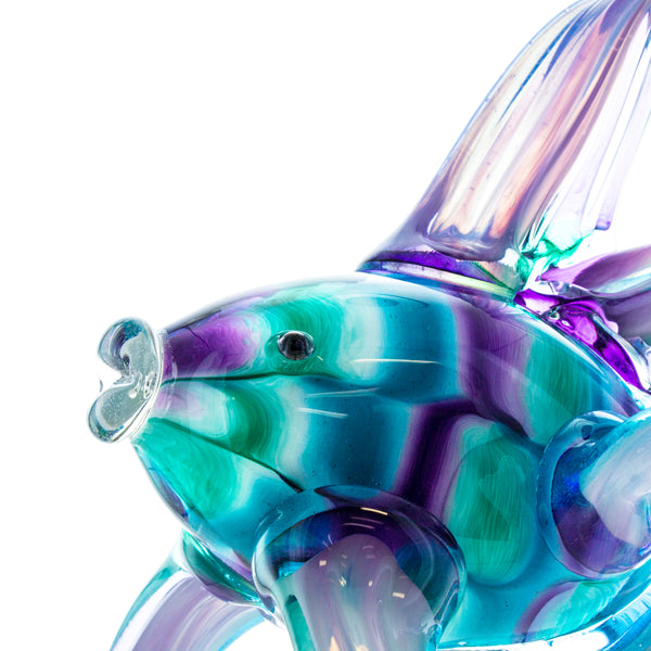 Art Glass Angelfish Aqua Green Purple