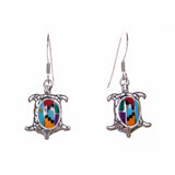 Sterling Silver Geo-Inlay Turtle Earrings