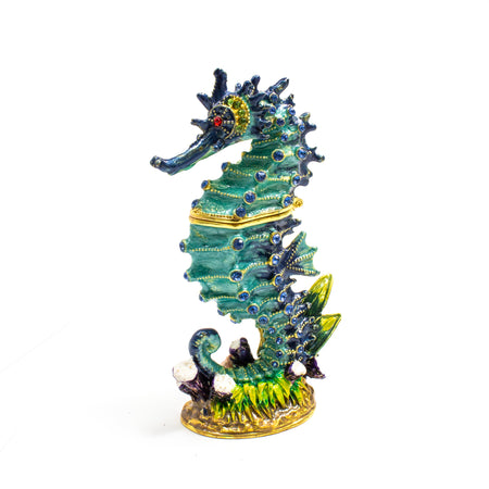 Blue Green Seahorse Cloisonné Box