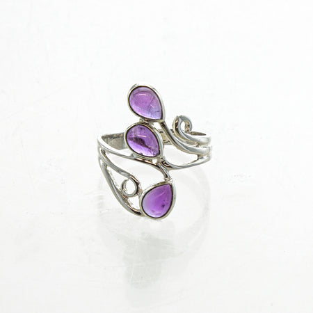 SS Amethyst Cabochon Decorative Bezel Pendant