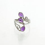 SS 3 Pear Amethyst Swirl Ring
