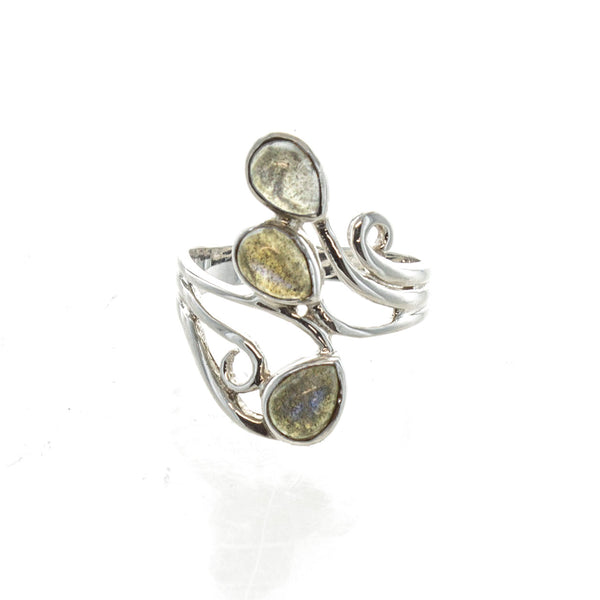 SS 3 Labradorite Swirl Ring
