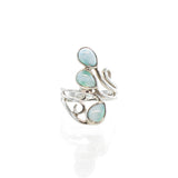 SS Swirl Larimar Wrap Ring
