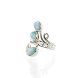 SS Swirl Larimar Wrap Ring