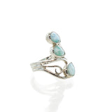SS Swirl Larimar Wrap Ring