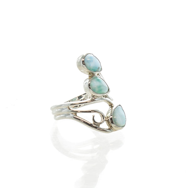 SS Swirl Larimar Wrap Ring
