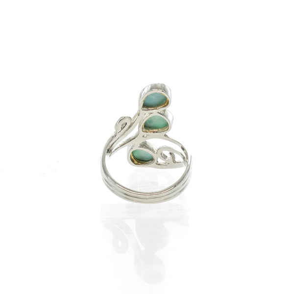 SS Swirl Larimar Wrap Ring