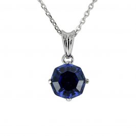 Sterling Silver Created Tanzanite octagon 10mm Necklace
