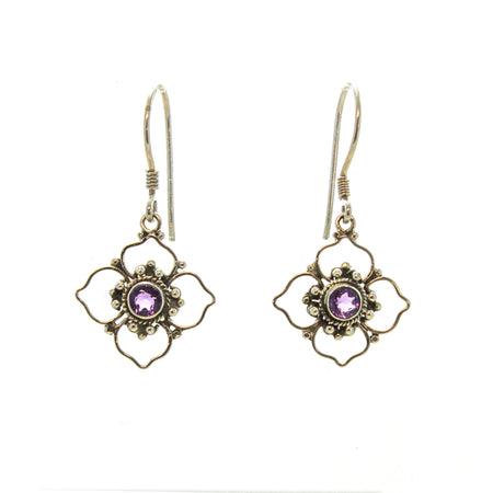 SS Purple and Green Amethyst with Citrine Dangle Earrings