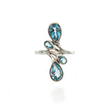SS 4 Pear Blue Topaz Bypass Ring (Size 7)