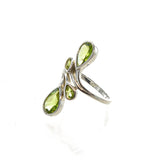 SS 4 Peridot Pear Bypass Ring