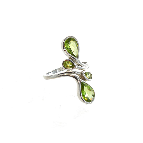 SS 4 Peridot Pear Bypass Ring