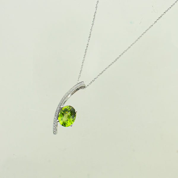 14KW Peridot and Diamond Necklace
