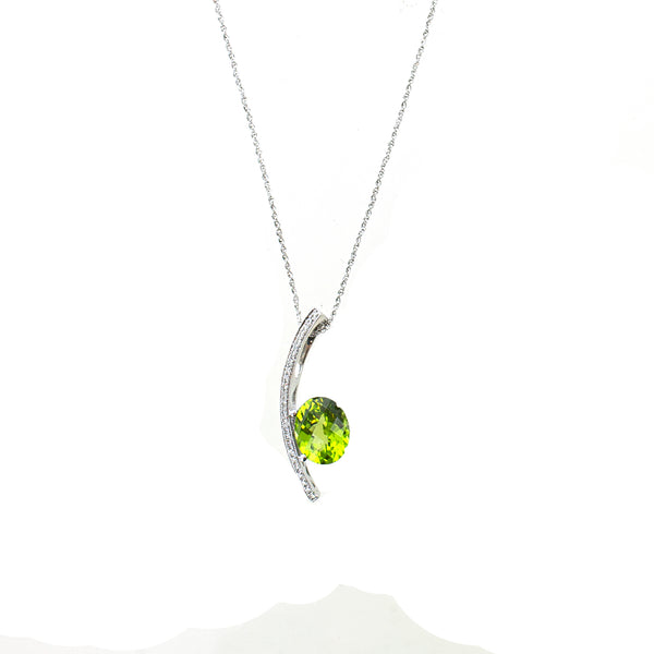 14KW Peridot and Diamond Necklace