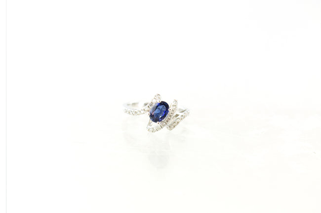 14KW Sapphire and Diamond Waves Ring