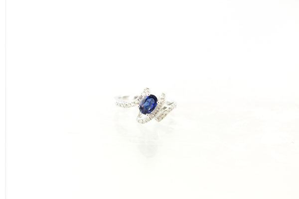 14KW Sapphire and Diamond Waves Ring