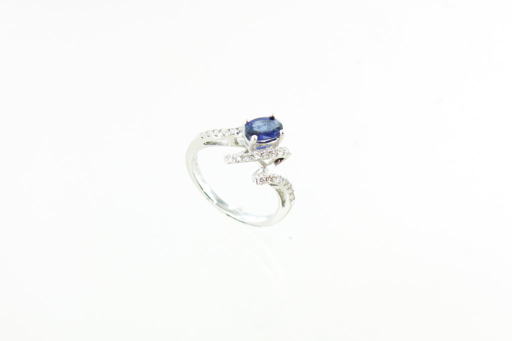 14KW Sapphire and Diamond Waves Ring