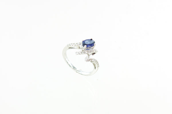 14KW Sapphire and Diamond Waves Ring