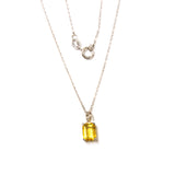 SS Small Created Citrine Rectangle Necklace