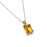 SS Created Citrine Rectangle Necklace