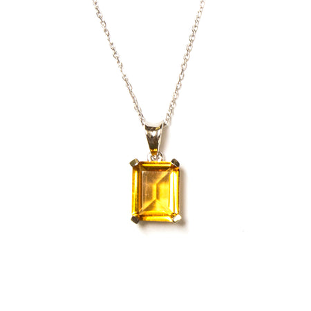 SS Small Created Citrine Oval Necklace