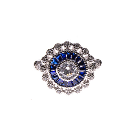 SS Created Sapphire & CZ Wave Ring