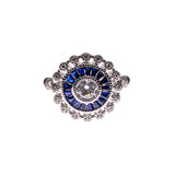 SS Sapphire & CZ Flower Ring