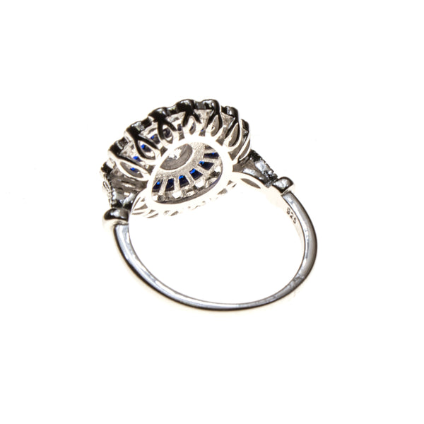 SS Sapphire & CZ Flower Ring