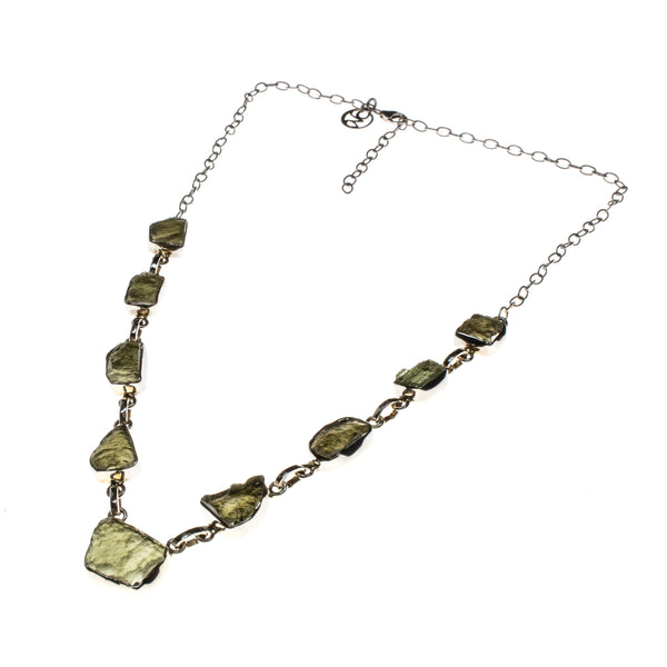 Sterling Silver Moldavite Nugget Necklace