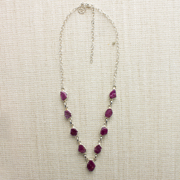 SS 9 Rough Ruby Link Necklace