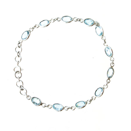 SS Labradorite, Green Tourmaline, Peridot & Blue Topaz Bracelet