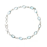 SS Simple Blue Topaz Oval Link Bracelet